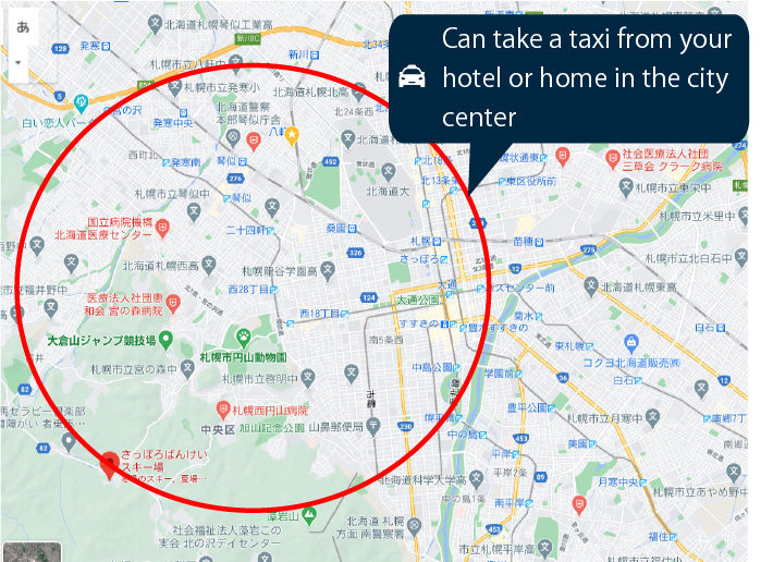 Can take a taxi from your hotel or home in the city center.