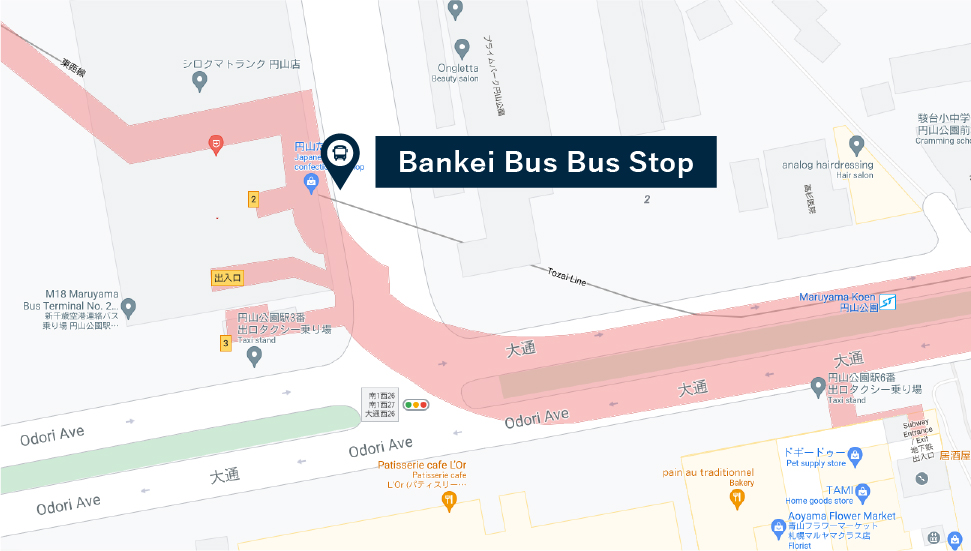 Maruyama Koen Station Bus Stop map